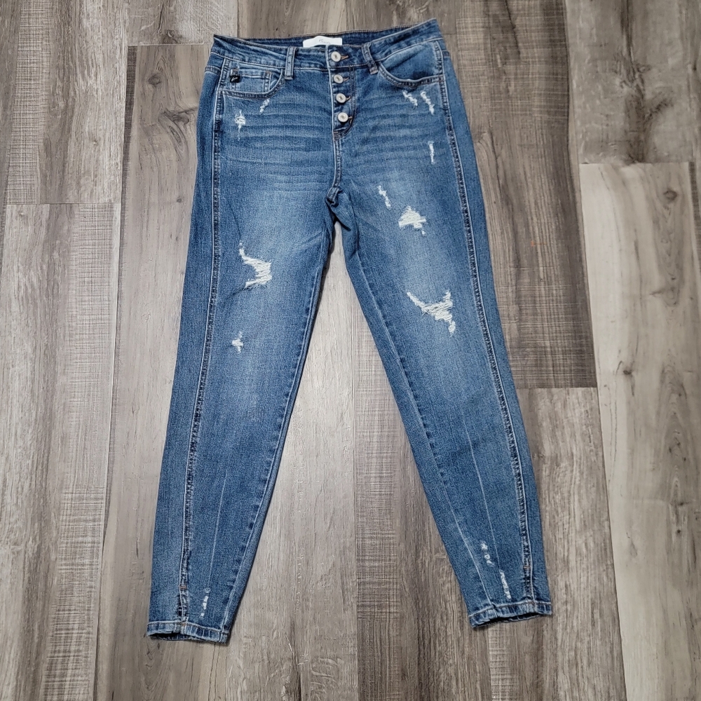 KanCan Button Fly High Rise Distressed Skinny Jean